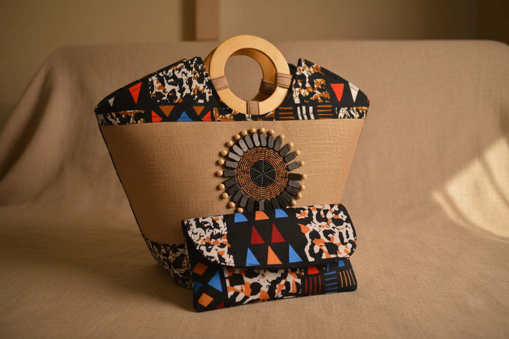 Ankara Bucket Bag with Wallet Lifestyle