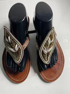 Gold Leaf Massai Slippers