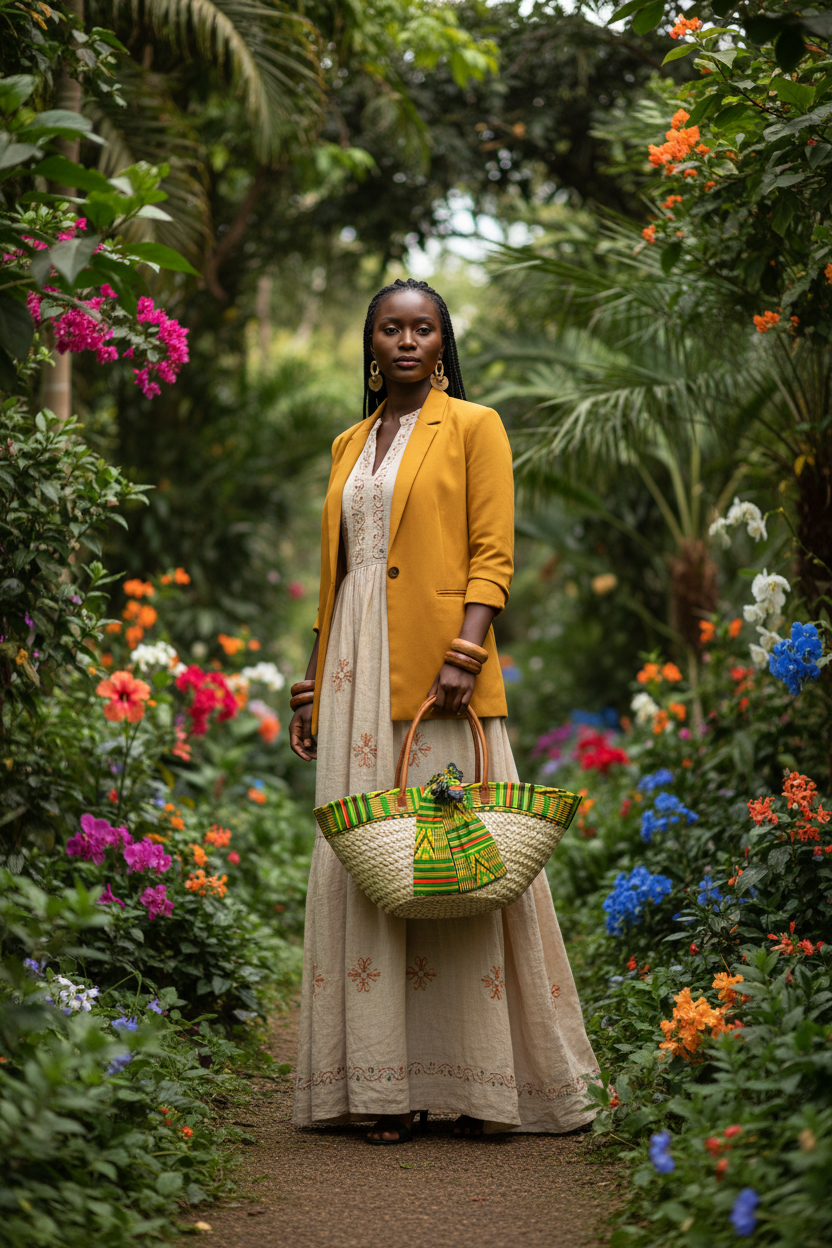 Kente Kiondo Bag – Garden Scene
