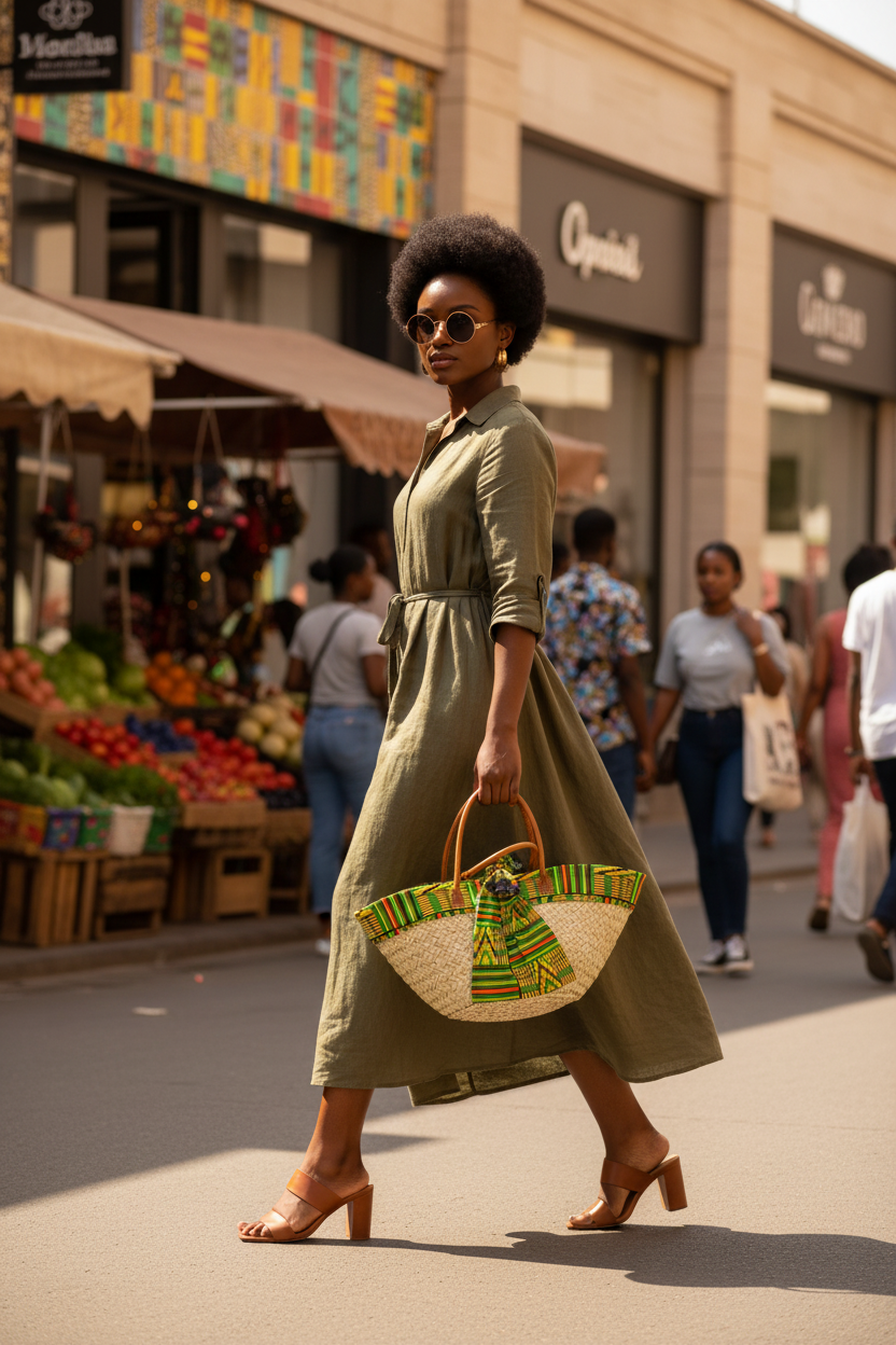 Kente Kiondo Bag – Shopping Scene