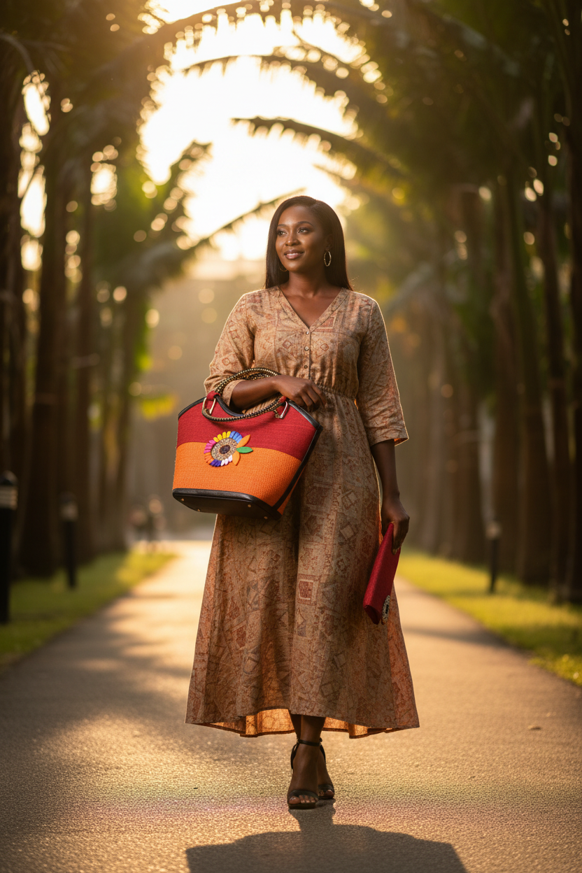 Kente Woven Tote Bag lifestyle