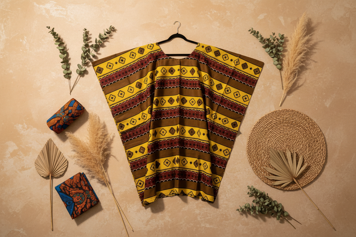 Short Brown Boubou Flat Lay